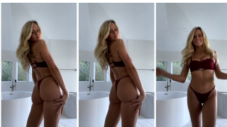Iza Leslie Nude Red Bikini Teasing Video Leaked