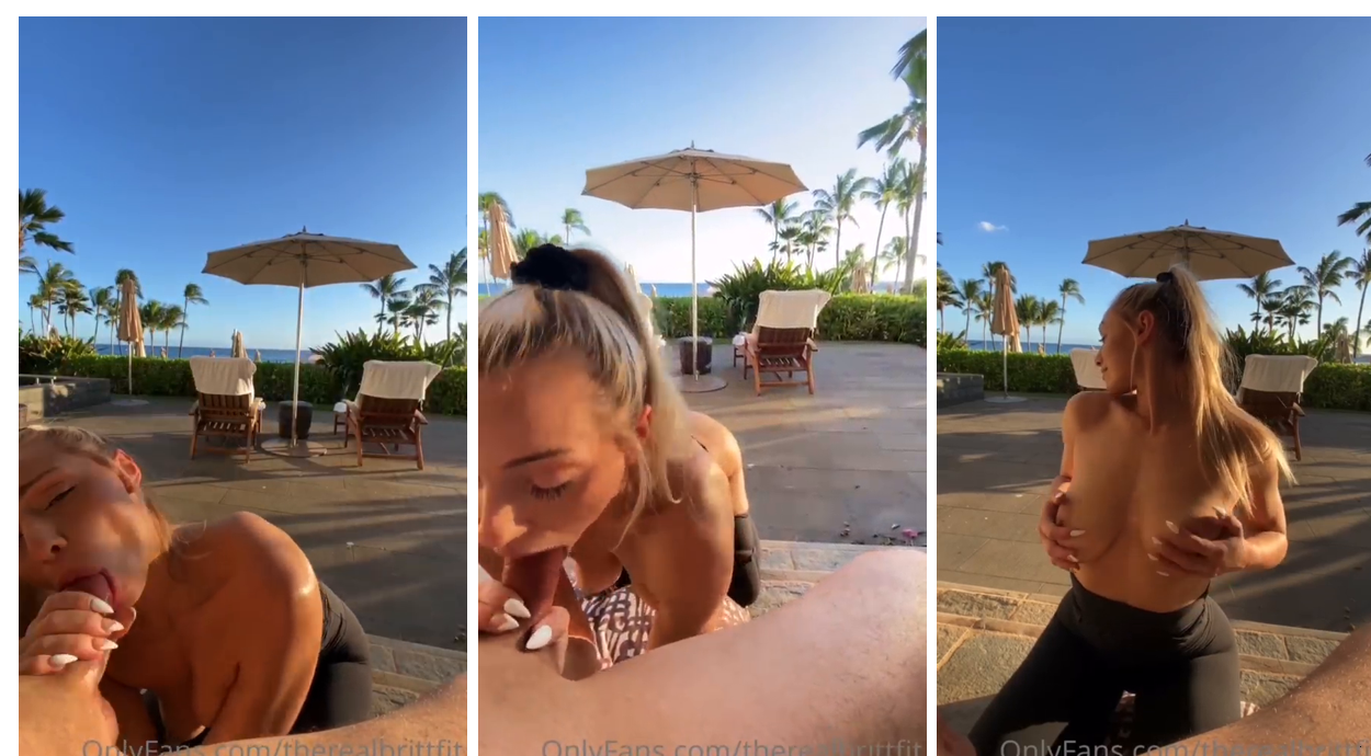 Therealbrittfit Public Blowjob Cum On Tits Video Leaked